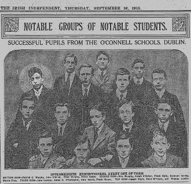 Lemass with his classmates in September 1915 having won a scholarship based on his results in maths.
