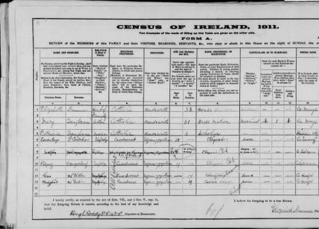 The 1911 Census, 15 Russell Place, Dublin