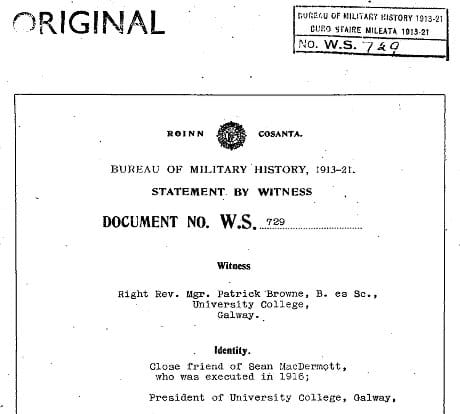 Witness statement of Monsignor Patrick Browne, University College Galway